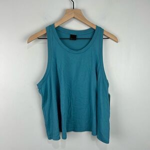 Free Press Blue Cotton Blend Swing Tank L NWT